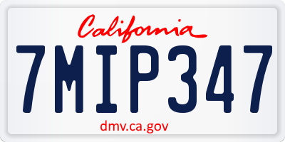 CA license plate 7MIP347