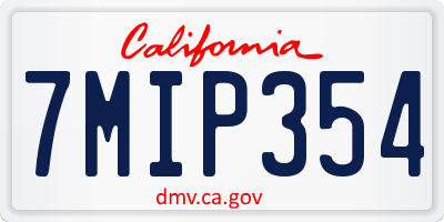 CA license plate 7MIP354