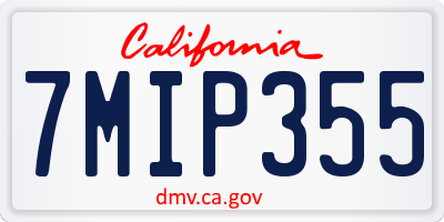 CA license plate 7MIP355