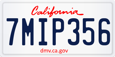 CA license plate 7MIP356