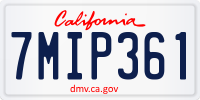 CA license plate 7MIP361