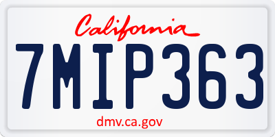 CA license plate 7MIP363