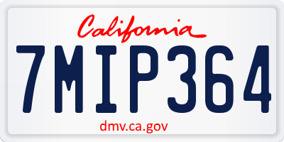 CA license plate 7MIP364
