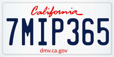 CA license plate 7MIP365