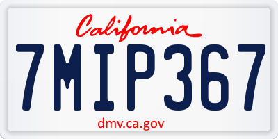 CA license plate 7MIP367