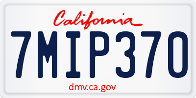 CA license plate 7MIP370