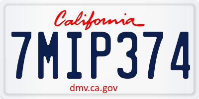 CA license plate 7MIP374