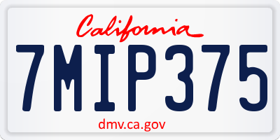 CA license plate 7MIP375