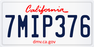 CA license plate 7MIP376