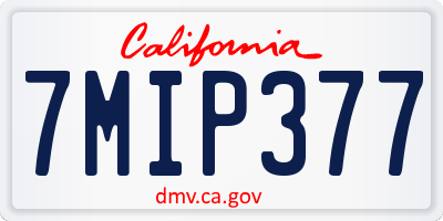 CA license plate 7MIP377