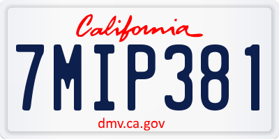 CA license plate 7MIP381