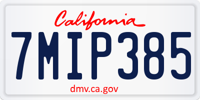 CA license plate 7MIP385