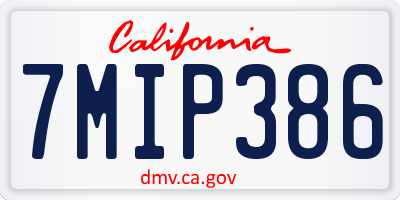 CA license plate 7MIP386