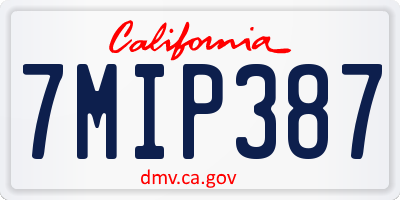 CA license plate 7MIP387
