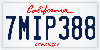 CA license plate 7MIP388