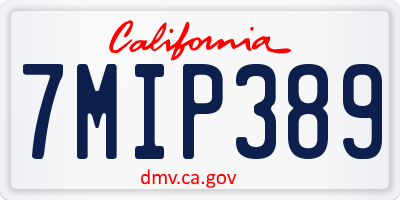 CA license plate 7MIP389