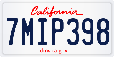 CA license plate 7MIP398