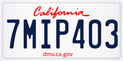 CA license plate 7MIP403