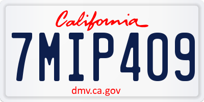 CA license plate 7MIP409