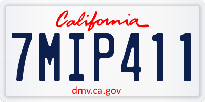 CA license plate 7MIP411