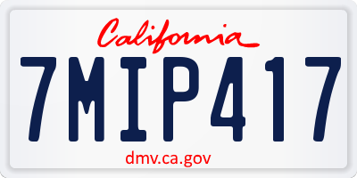 CA license plate 7MIP417