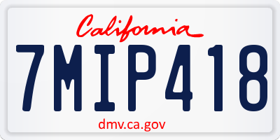 CA license plate 7MIP418