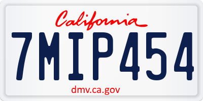 CA license plate 7MIP454