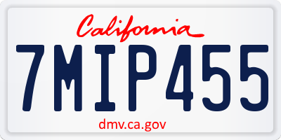 CA license plate 7MIP455