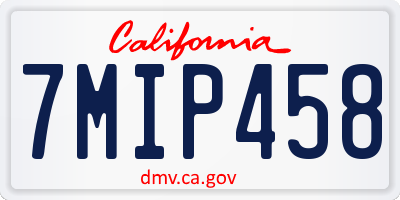 CA license plate 7MIP458