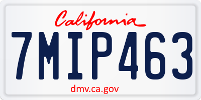 CA license plate 7MIP463