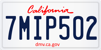 CA license plate 7MIP502