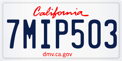 CA license plate 7MIP503