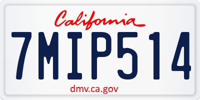 CA license plate 7MIP514