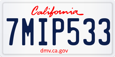CA license plate 7MIP533