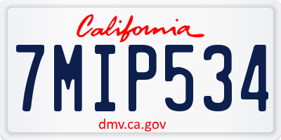 CA license plate 7MIP534