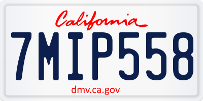 CA license plate 7MIP558