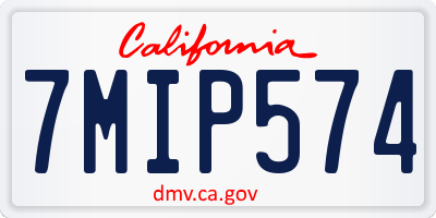 CA license plate 7MIP574