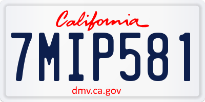 CA license plate 7MIP581