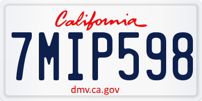 CA license plate 7MIP598