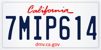 CA license plate 7MIP614