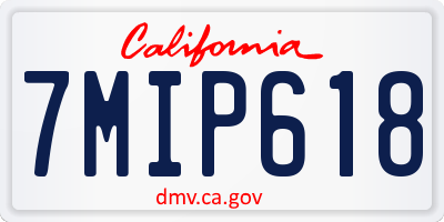 CA license plate 7MIP618