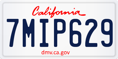 CA license plate 7MIP629