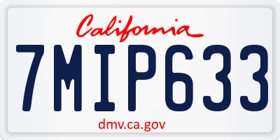 CA license plate 7MIP633