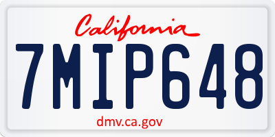 CA license plate 7MIP648