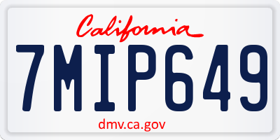 CA license plate 7MIP649