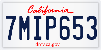 CA license plate 7MIP653