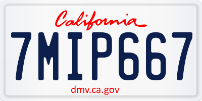 CA license plate 7MIP667