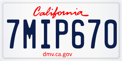 CA license plate 7MIP670