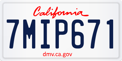 CA license plate 7MIP671