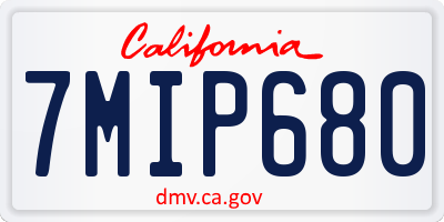 CA license plate 7MIP680